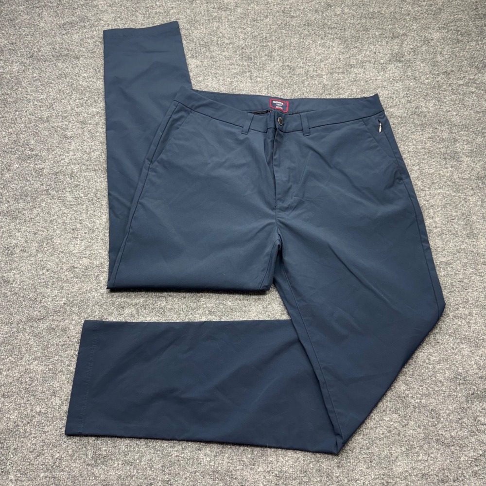 UNTUCKit Mens Slim Fit Performance Chino Pants Navy Blue 34x32 Polyester Tech